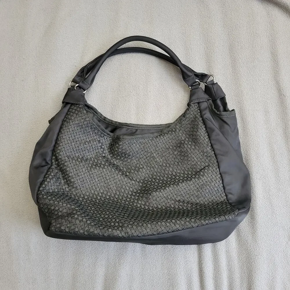 ZEE ALEXIS Purse Black Woven Boho Handbag Crossbody Strap Textured Tote Casual